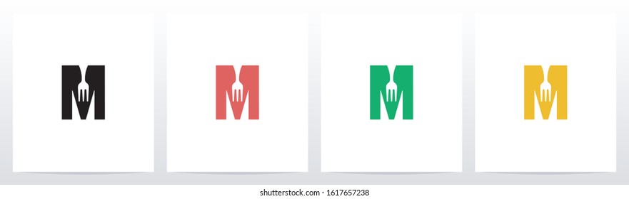 Fork On Letter Logo Design M