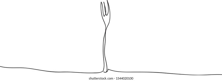 Fork one continuous line art.  Design concept for cooking book or restaurant menu.