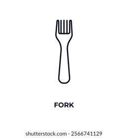 fork outline icon. Linear vector from kitchen concept. Thin line fork icon isolated on white background