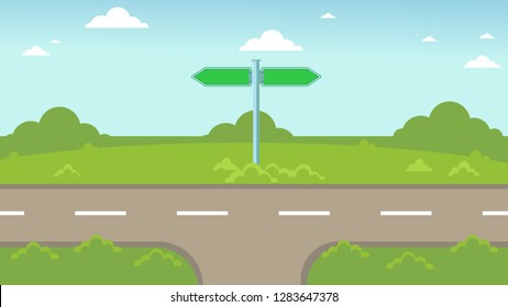 Fork And Path Selection. Road Outside The City. Landscape. Nature And The City. Soldier Day On The Highway