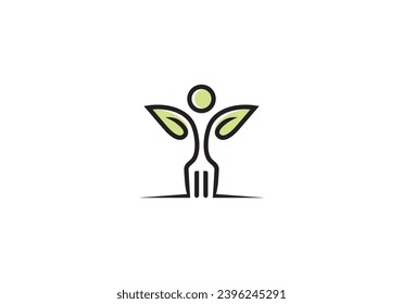 fork and people logo design. icon symbol for health restaurant food