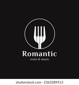 fork and piano logo icon design for restaurant or food company. vector EPS 10