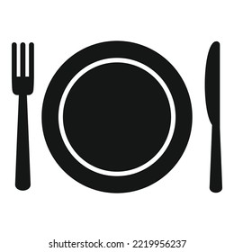 Fork Plate Icon Simple Vector. Dish Lunch. Meal Plate