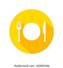 Fork plate knife icon vector