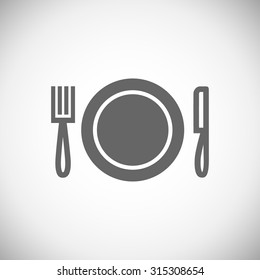 Fork, plate and knife vector illustration. Cutlery