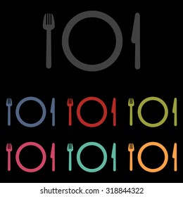 Fork, plate and knife vector illustration. Cutlery set