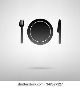 Fork, plate and knife vector illustration. Cutlery