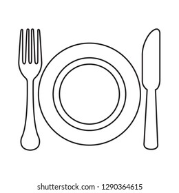 Fork plate knife vector line icon