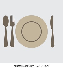 Fork, plate,knife and spoon icon