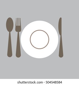 Fork, plate,knife and spoon icon