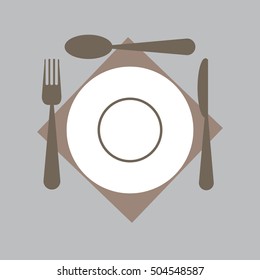Fork, plate,knife and spoon icon
