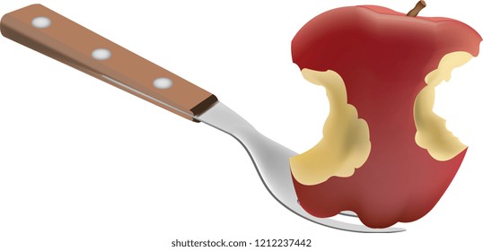 fork with red apple bitten weight loss