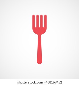 Fork Red Flat Icon On White Background