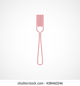 Fork Red Line Icon On White Background