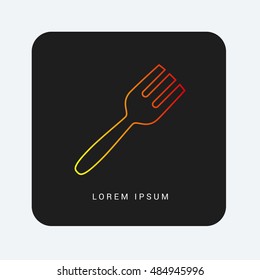 Fork Red & Orange gradient attractive line thin icon / logo design