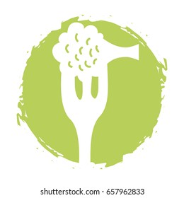 fork with resh vegetable isolated icon