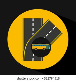 fork road bus transport public vector illustration eps 10