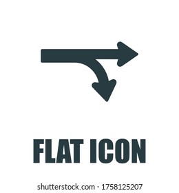 Icono de la horquilla en la ilustración del vector plano del icono de la carretera