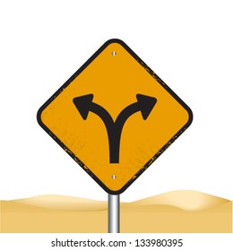 Fork in the road sign