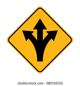 Fork in Road Sign on white background