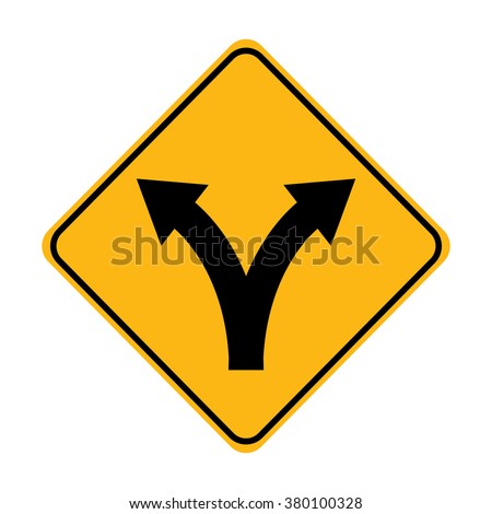 Fork in Road Sign on white background