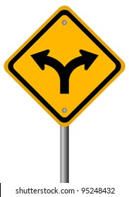 Fork in the road sign, vector illustration