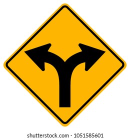 Fork In Road Traffic Sign,Vector Illustration, Isolate On White Background Label. EPS10