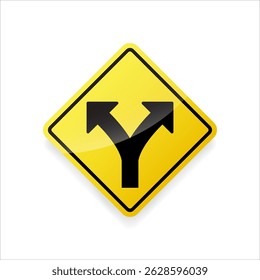 Fork in the Road Warning Sign Vector