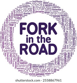 Fork in the Road word cloud conceptual design isolated on white background.