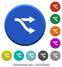 Fork round color beveled buttons with smooth surfaces and flat white icons