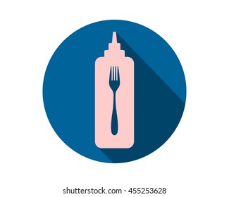 fork sauce ketchup bottle silhouette image vector icon