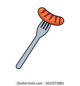 fork with sausage food isolated icon vector illustration design