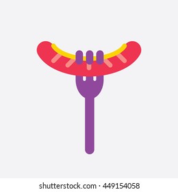 Fork and Sausage Icon