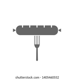 Fork with sausage icon. BBQ ana barbecue concept symbol