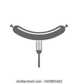 Fork with sausage icon. BBQ ana barbecue concept symbol