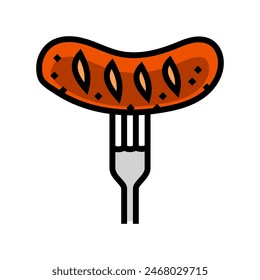 fork sausage meat color icon vector. fork sausage meat sign. isolated symbol illustration