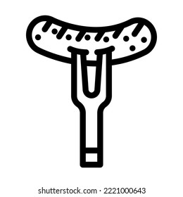 fork sausage meat line icon vector. fork sausage meat sign. isolated contour symbol black illustration