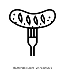 fork sausage meat line icon vector. fork sausage meat sign. isolated contour symbol black illustration