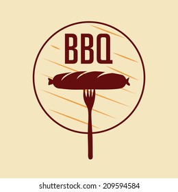 a fork with a sausage and text as a menu icon
