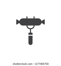 Fork with Sausage vector icon. filled flat sign for mobile concept and web design. Snack food simple solid icon. Symbol, logo illustration. Pixel perfect vector graphics