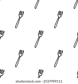 Forquilha vetor de doodle padrão sem emenda no fundo branco
