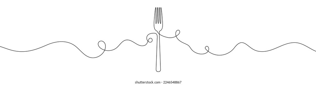 Fork shape in continuous line drawing style. Line art of fork silhouette. Vector illustration. Abstract background