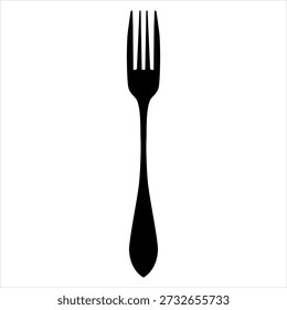 Silhueta de garfo. Ícone do garfo de cozinha. Ilustração vetorial isolada sobre fundo branco. Talheres e utensílios