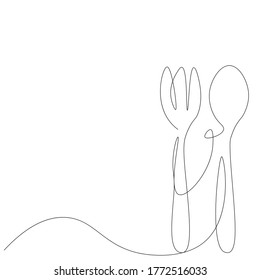 Fork silhouette line drawing vector illustration 