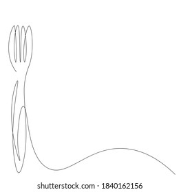 Fork silhouette line drawing. Vector illustration