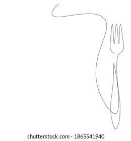 Fork silhouette line drawing. Vector illustration