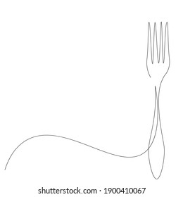 Fork silhouette line drawing, vector illustration	