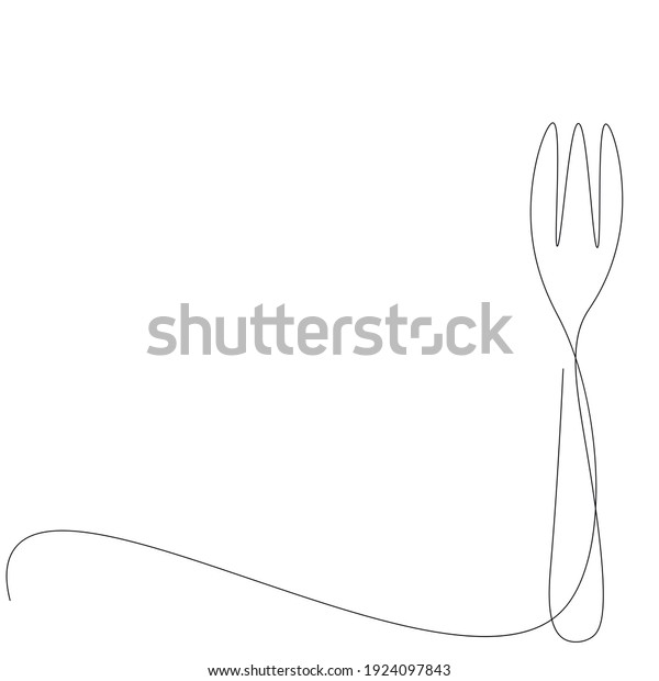 Fork\
silhouette line drawing, vector\
illustration