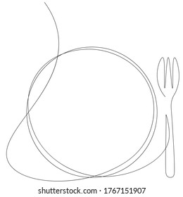 Fork silhouette on white background, vector illustration