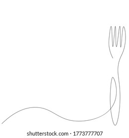 Gabelsilhouette auf weißem Hintergrund. Durchgehende Zeilenzeichnung. Vektorgrafik